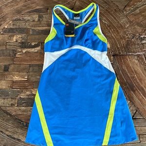 Nike Blue White Lime Athletic Tennis Dress